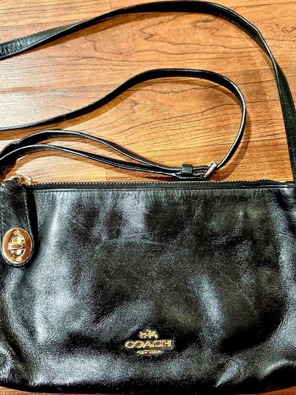 Coach Crosby Double Zip Crossbody Black Leather Bag